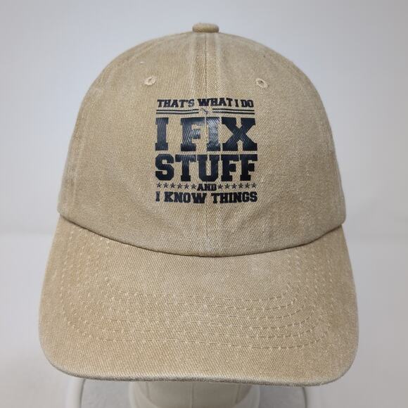 That's What I Do I Fix Stuff And I Know Things Baseball Cap Brown OS Adjustable - Picture 2 of 9